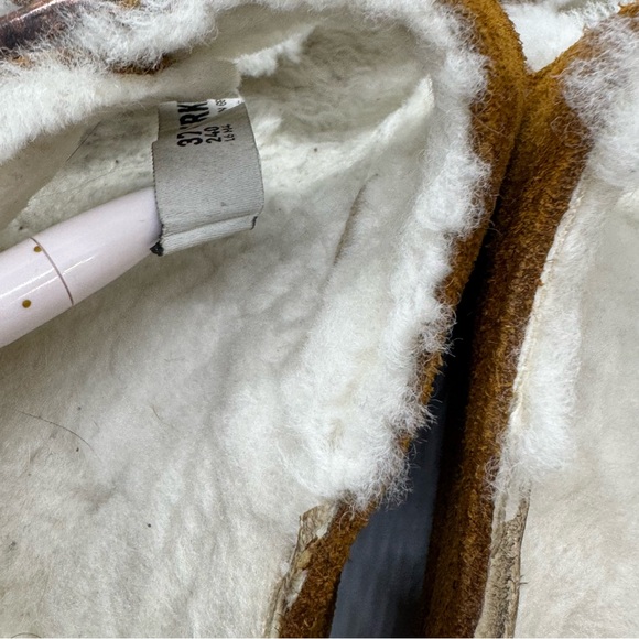 Birkenstock Arizona Shearling Suede Leather Sandals Brown Size 37 - Picture 9 of 11